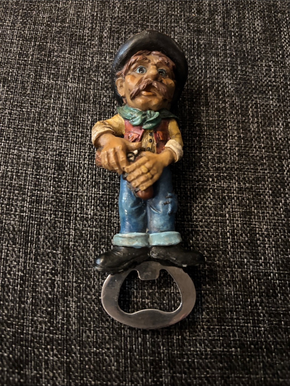 Hand-Painted Cowboy Bottle Opener - Multicolor Figurine